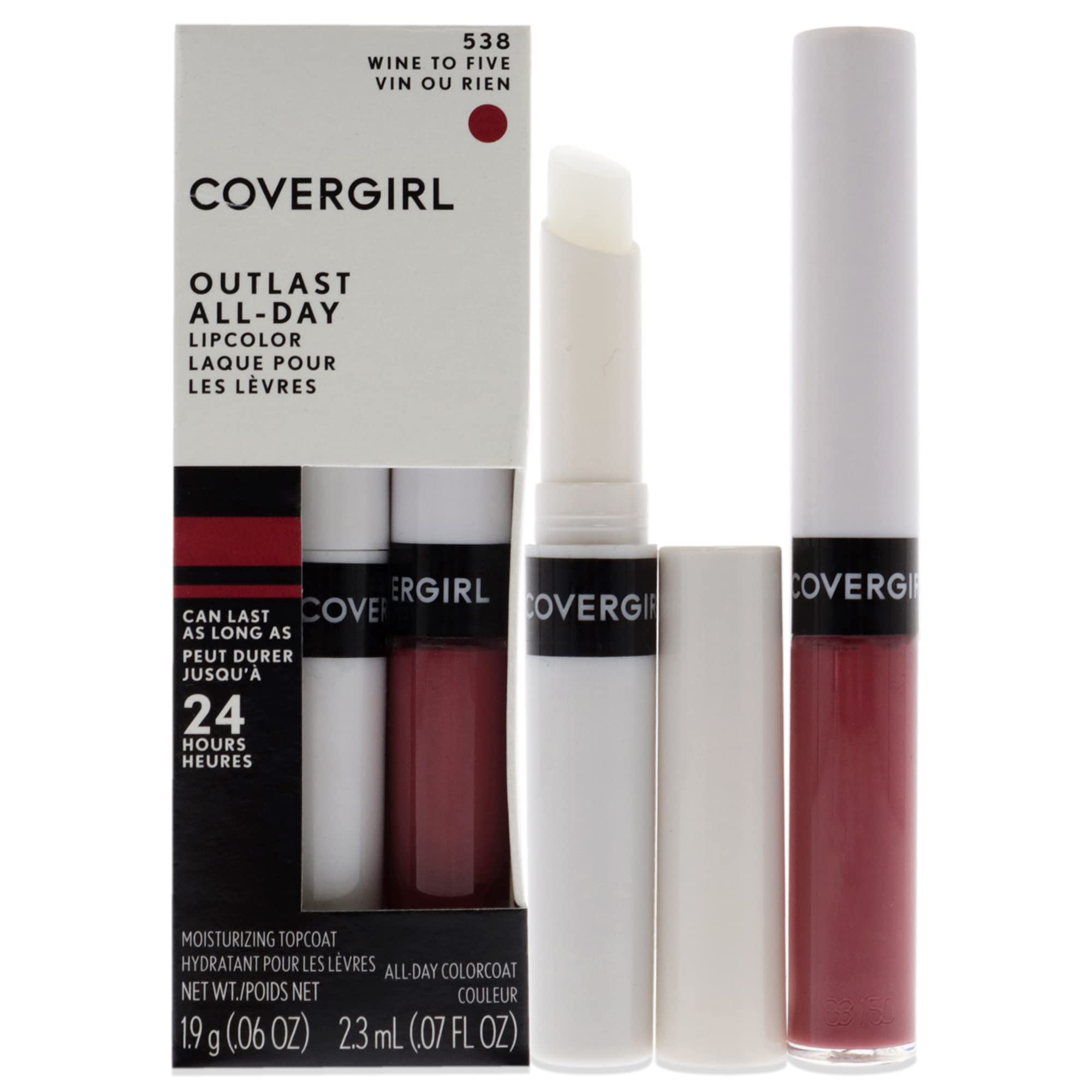 COVERGIRL Outlast All-Day Moisturizing Lip Color, 1 Tube (.06 oz), Wine to FIve Color, Moisturizing Lipstick, Long Lasting (packaging may vary)